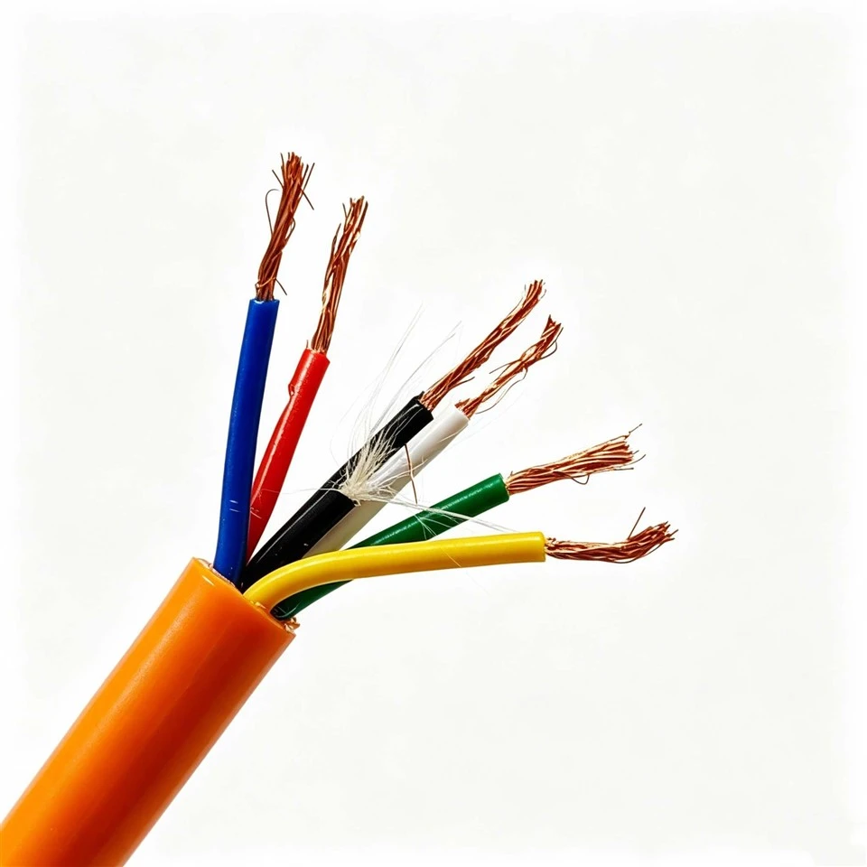 튼튼한 6*1.0mm ² 방수 케이블 PE 절연제 주황색 PUR 재킷 유압 기술설계를 위한 벌거벗은 구리 방수 구조